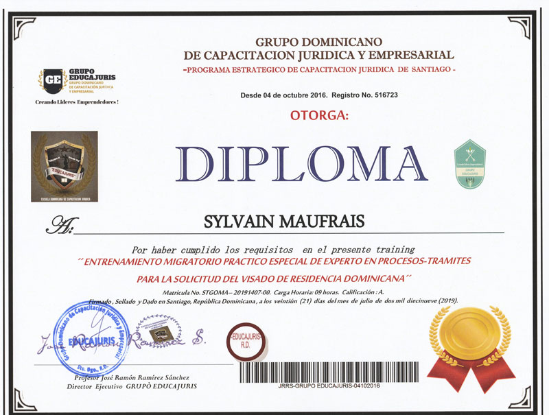 Diplome Expert Processus Demarches Solicitude Visa Residence Dominicaine